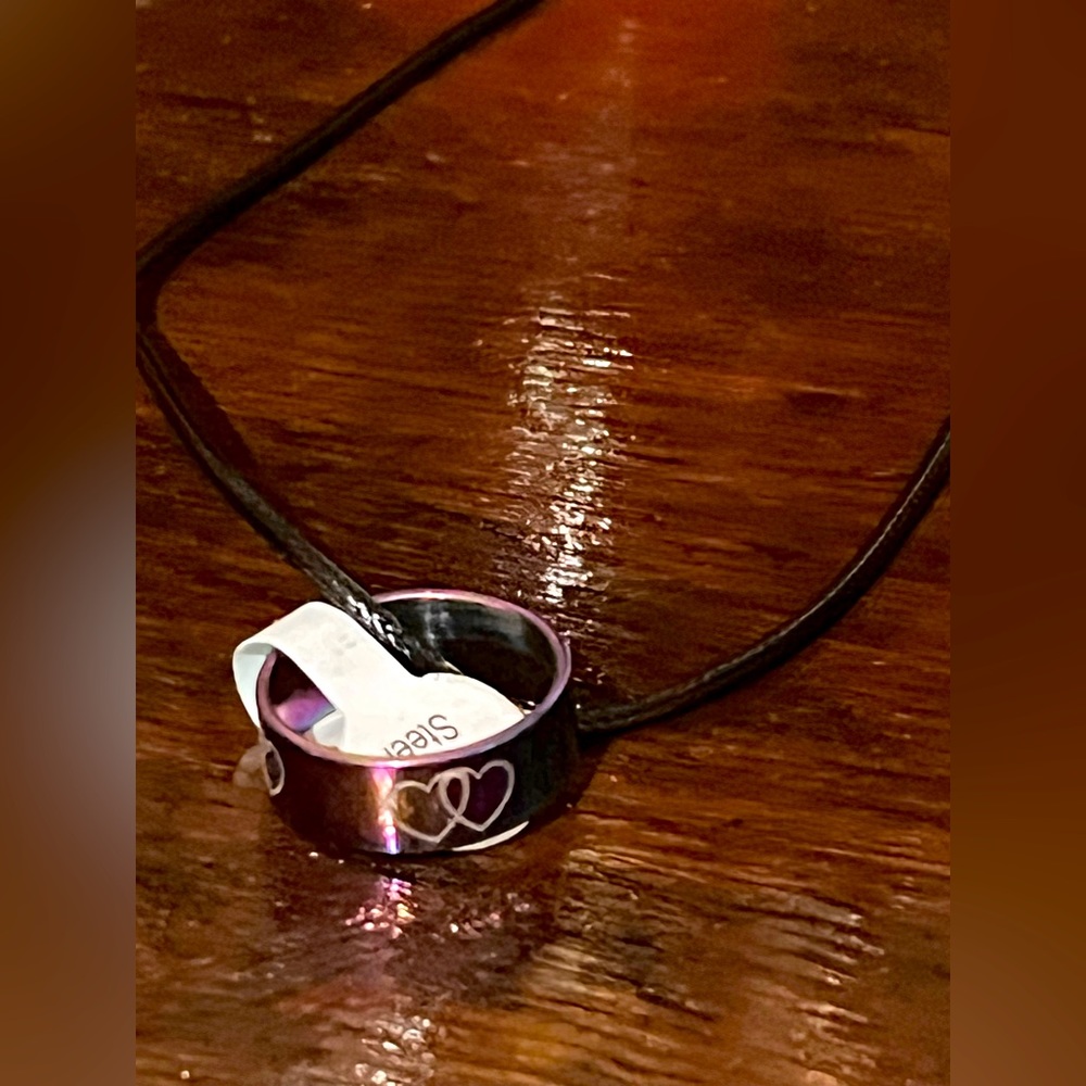 Stainless Steel Random Design Ring Necklace